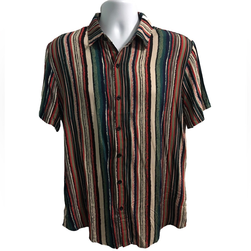 Striped Multicolor Casual Button Down Shirt